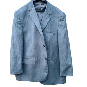 46S Joseph & Feiss Wool Blazer Gray Mens 44 Waist Pinstripes